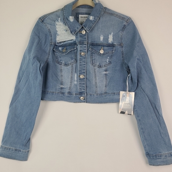 Wax Jean Jackets & Blazers - NEW Wax Jean Women's Stretch Denim Trucker Jacket Light Wash Jacket Size S NWT
